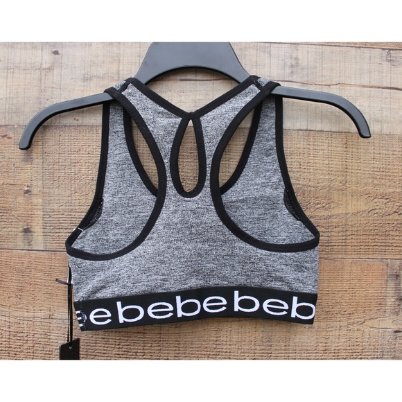 SOLD Bebe Active Sports Bra Gray Black Small - Picture 2 of 4
